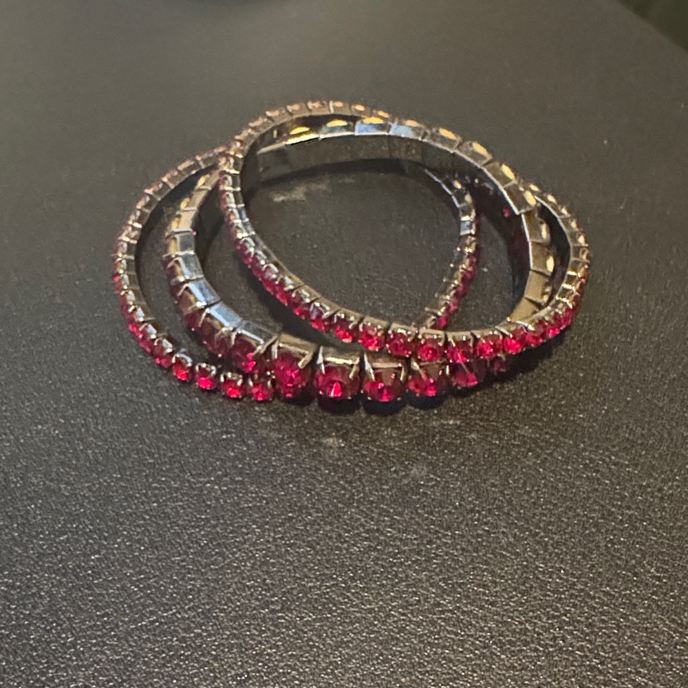 Elegant Red Crystal Bracelet Set